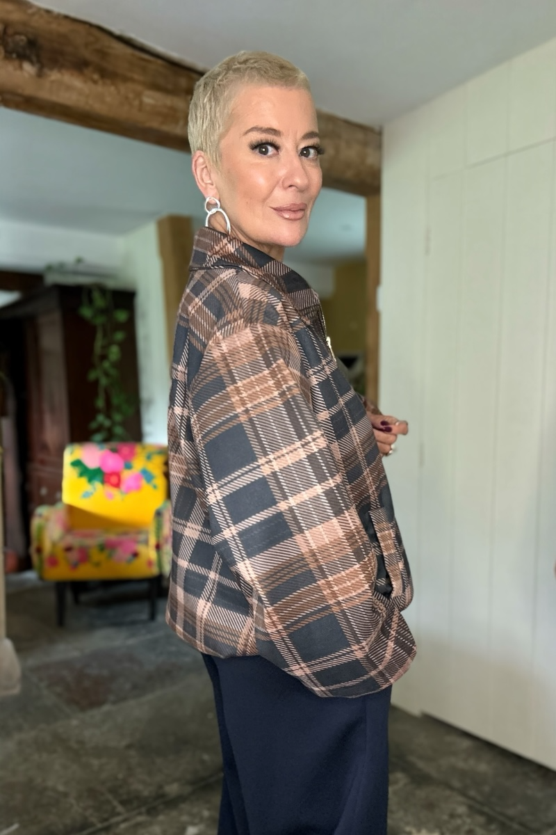 Corrine Checked Zip up Bomber