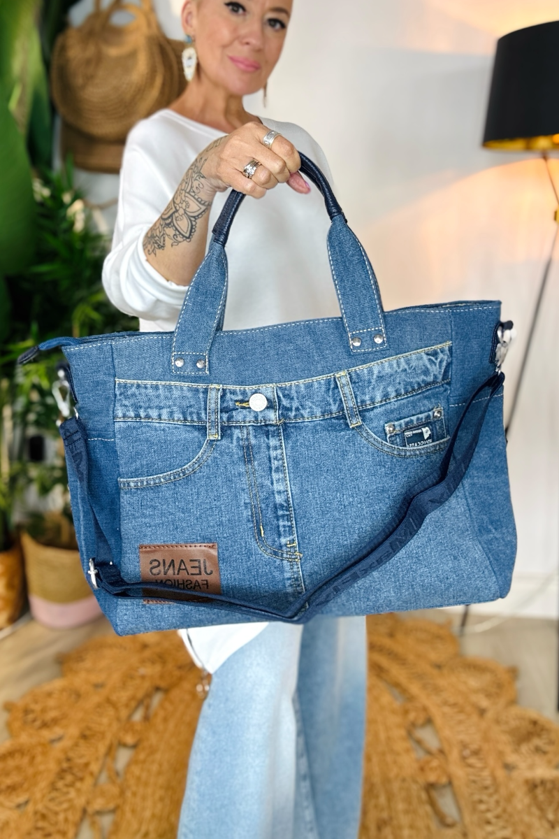 Denim Slouchy Tote Bag
