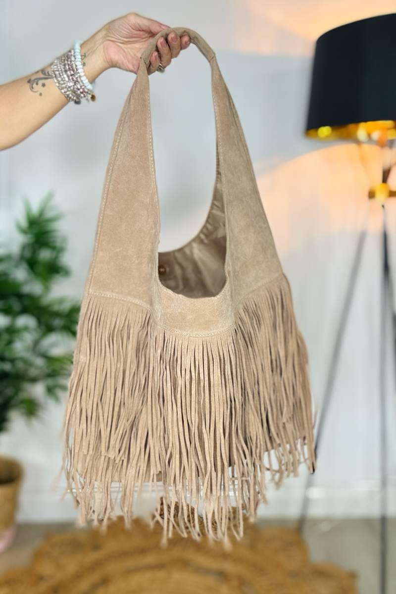 Fran Fringed Faux Suede Bag