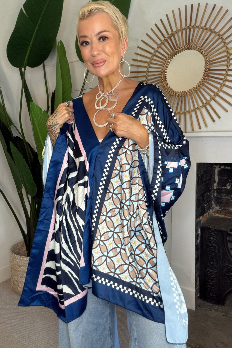 Reverse Print Poncho Top
