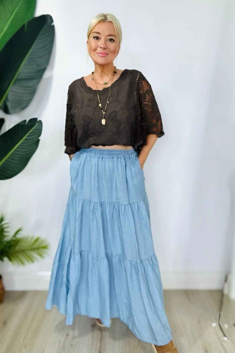 Tiered Denim Skirt