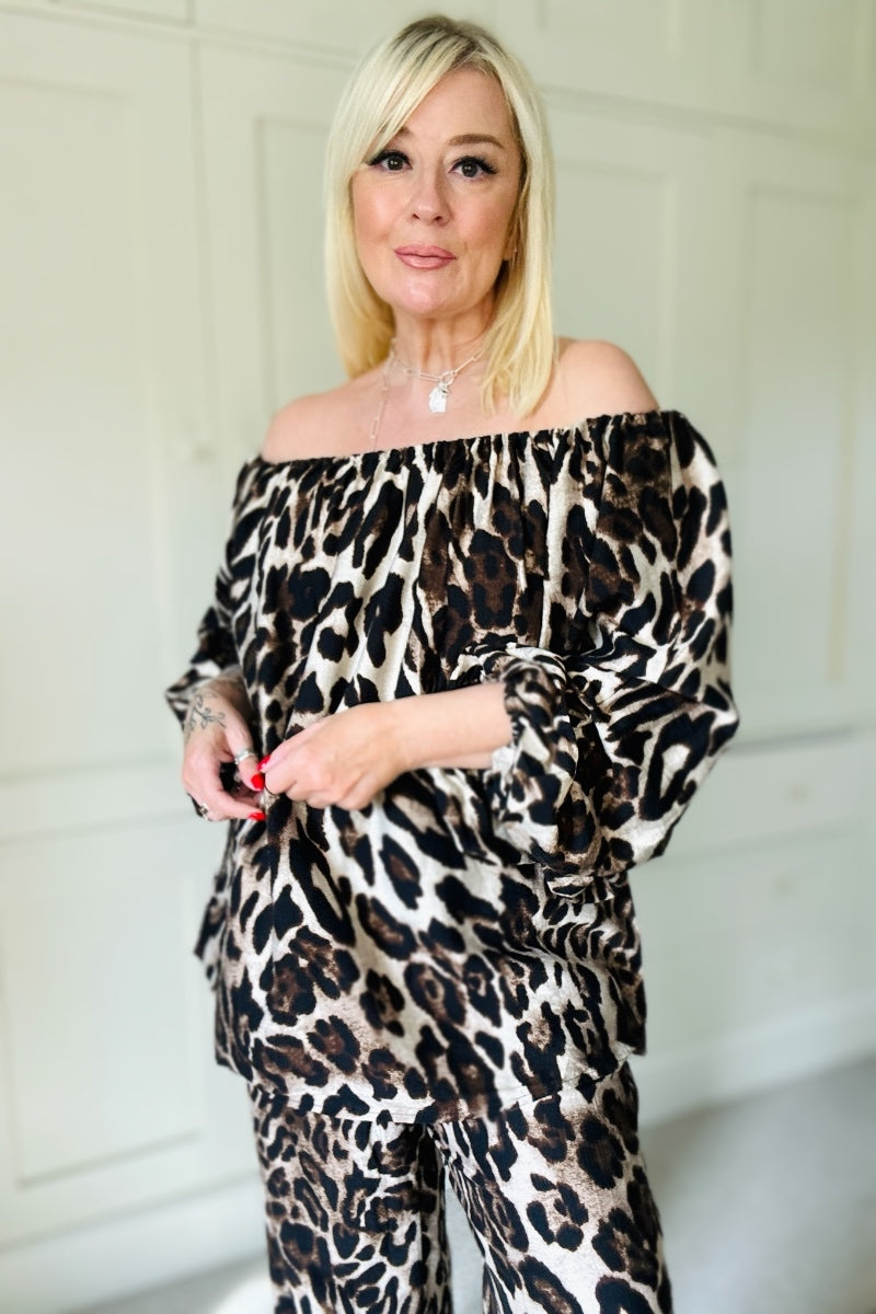 Leopard Print Bardot Top