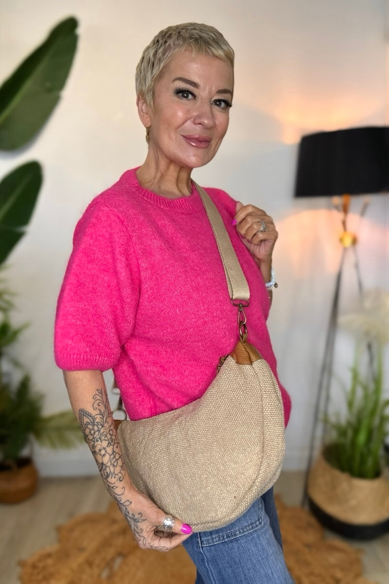 Half Moon Canvas Crossbody Bag