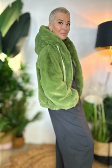 Winter Green Faux Fur Bomber Jacket