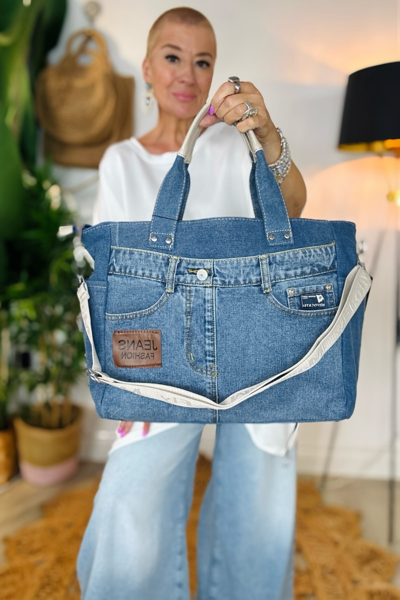 Denim Slouchy Tote Bag