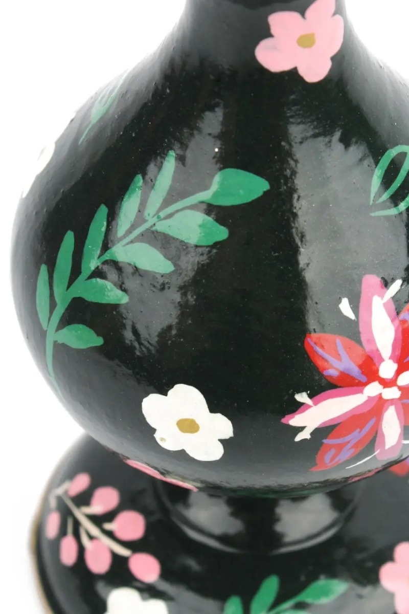 Hand Painted Small Candlestick Holder - Green