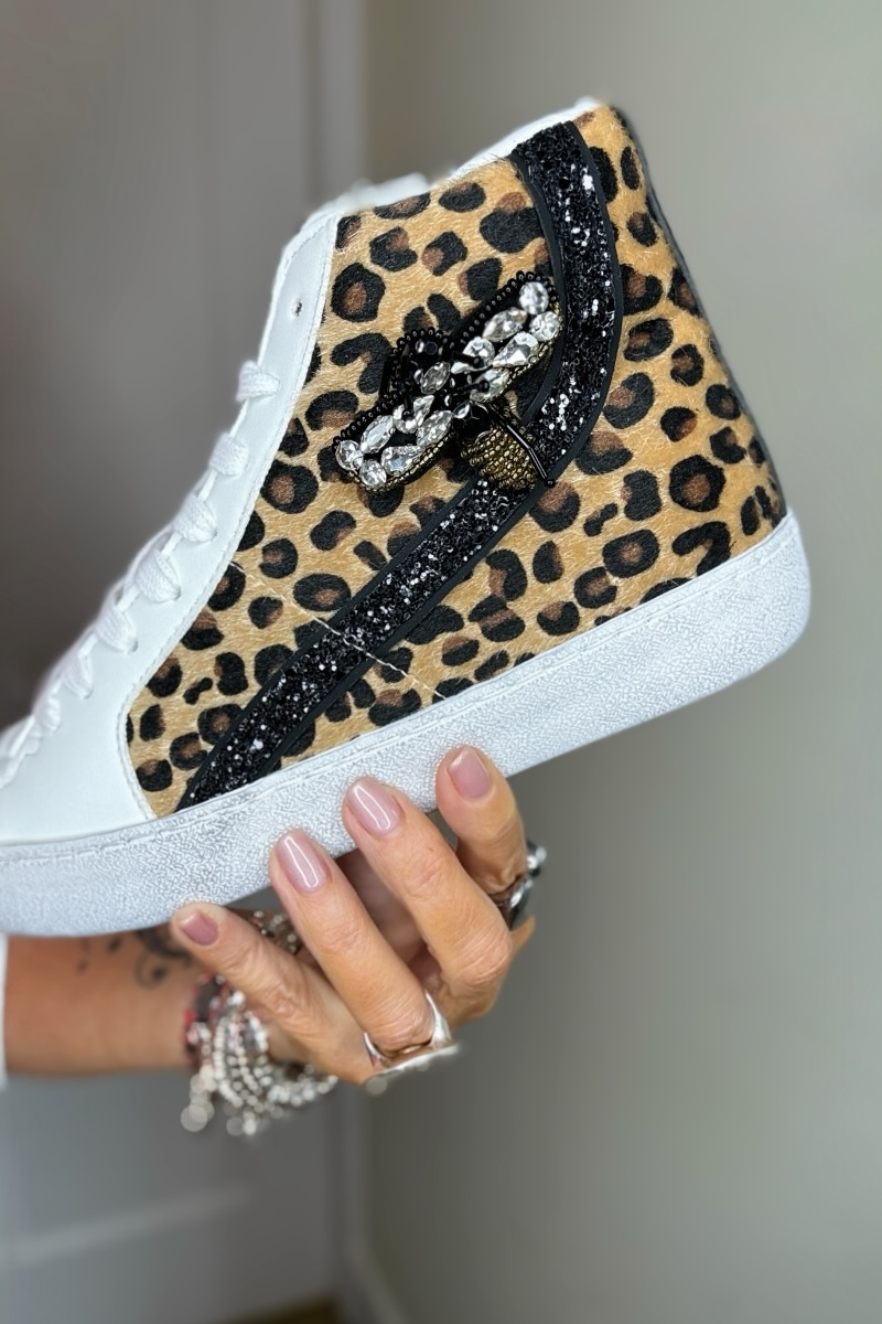 Zeena Leopard Hi Top Trainers