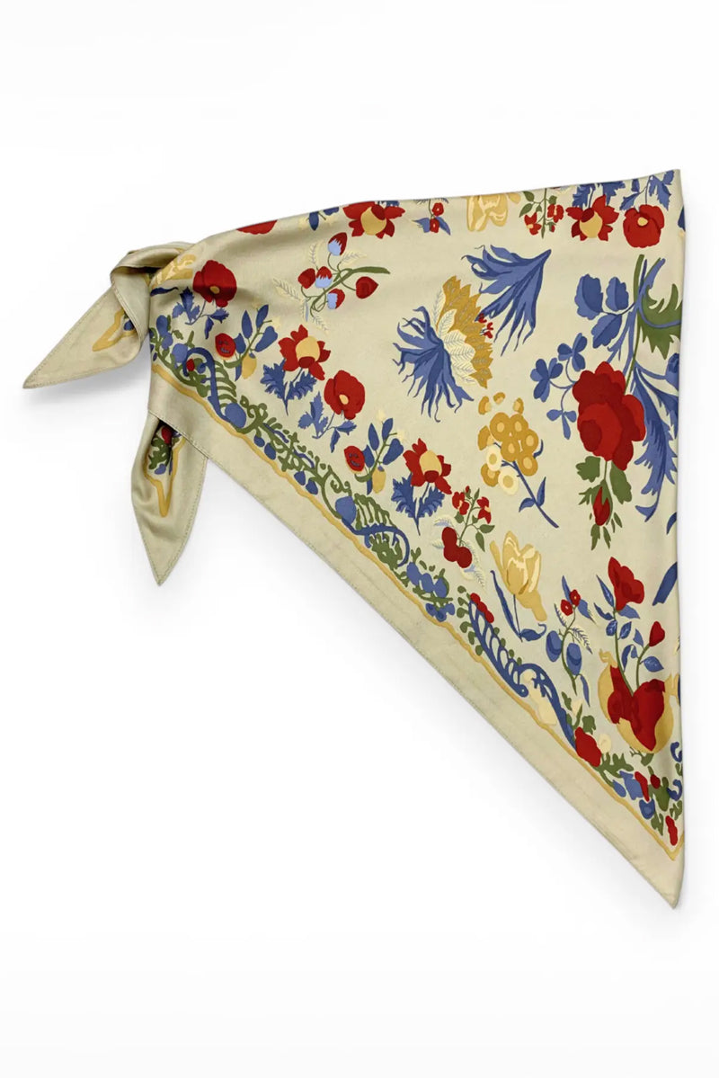 Triangle Silky Flower Scarf - Stone