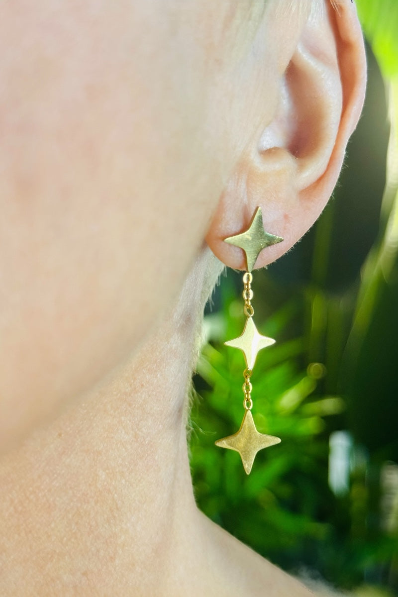 Triple Star Drop Earrings
