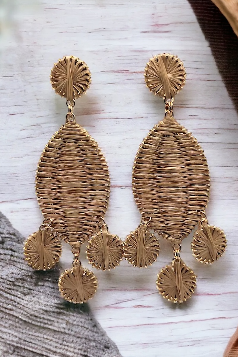 Mocha Oval Raffia Earrings