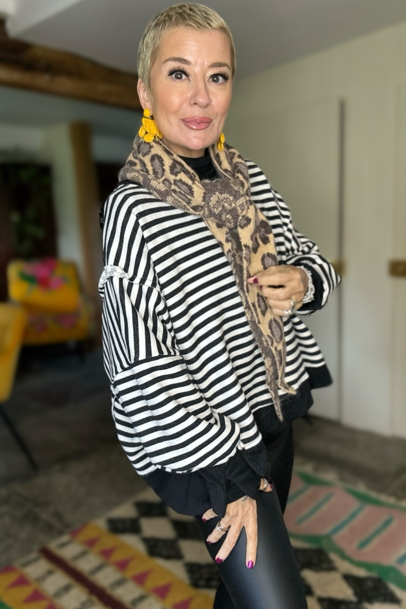 Cashmere Mix Leopard Print Triangle Knitted Scarf