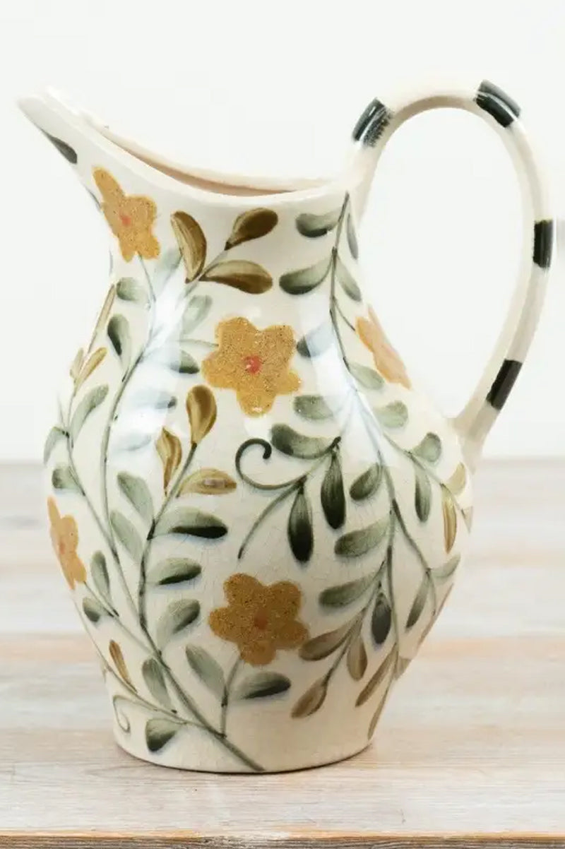 Floral Ceramic Jug Vase