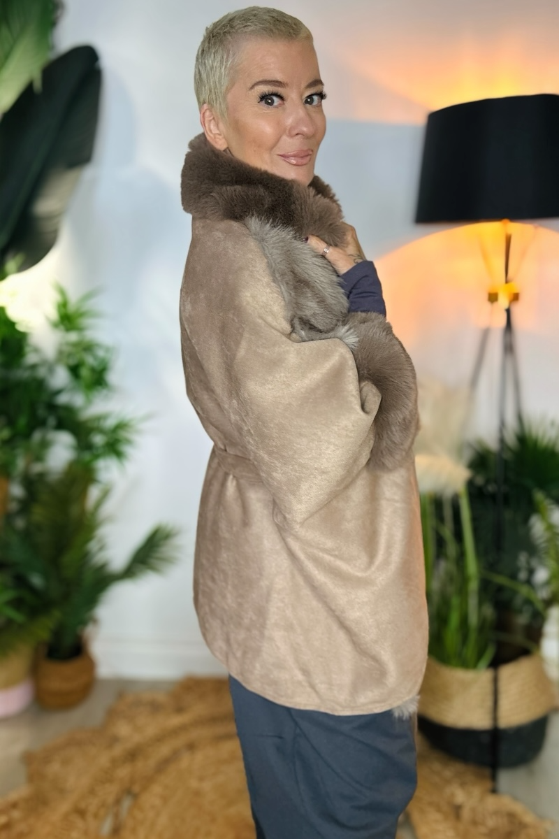 Jess Faux Fur Zip Front Cape