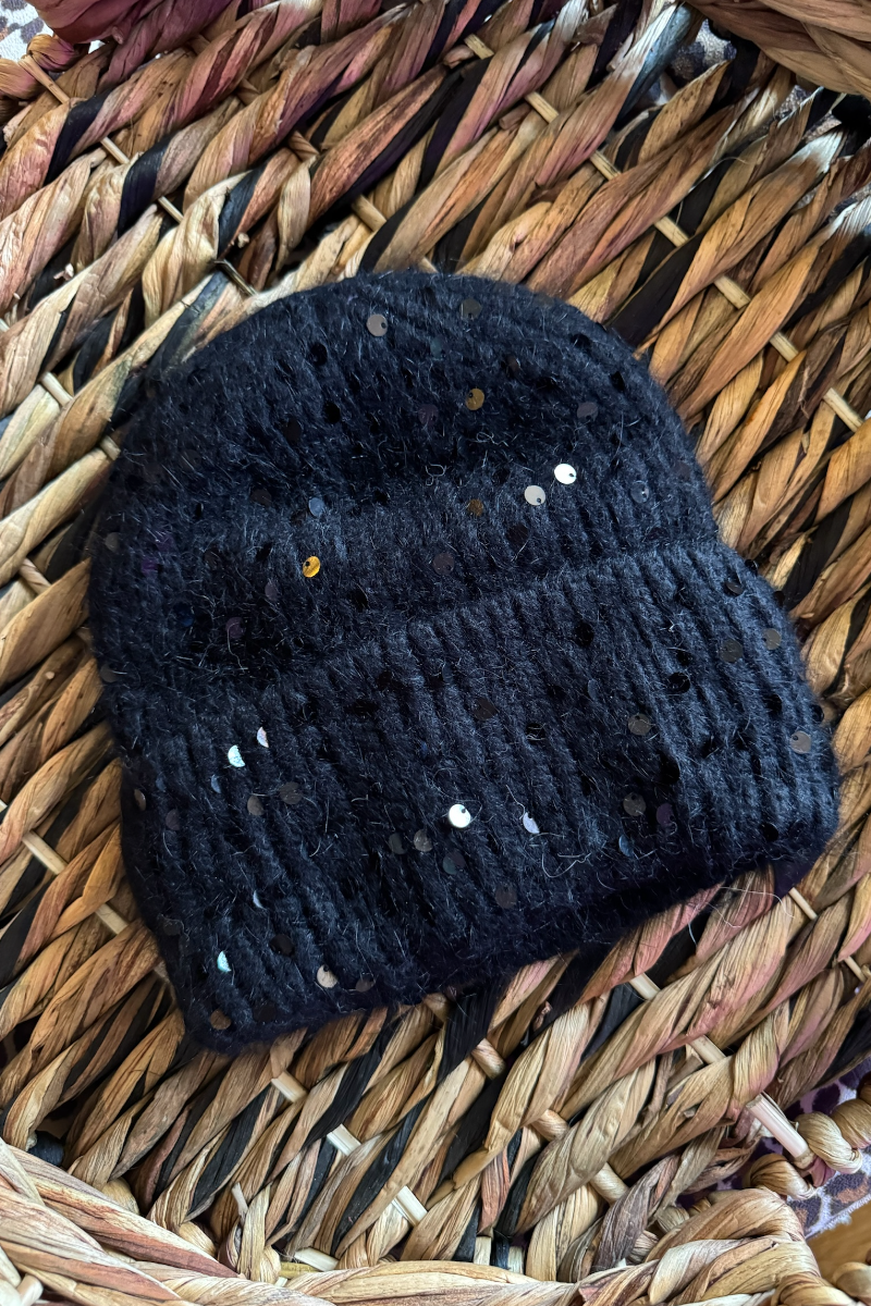 Cashmere Sequin Beanie
