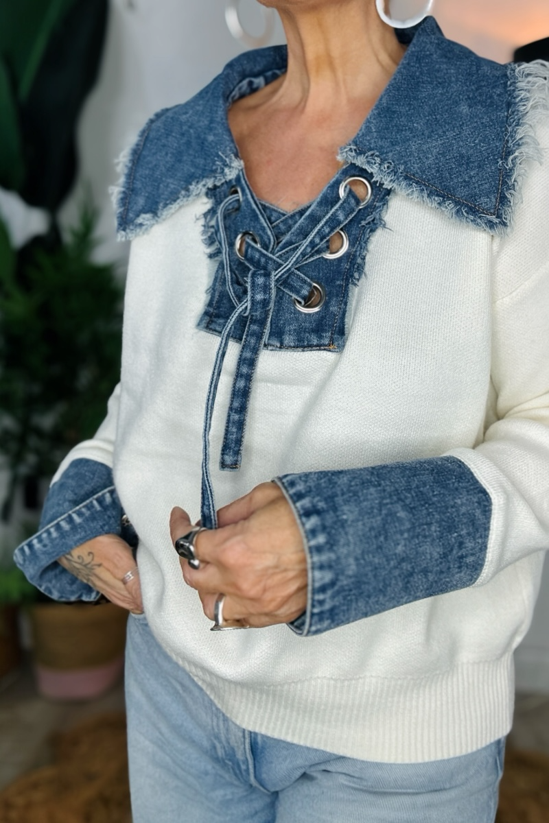 Pre-Order Lex Denim Detailed Jumper