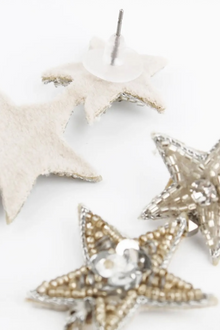 My Doris Triple Silver Star Earrings