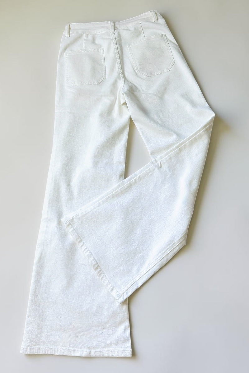 Demi Super Stretch White Wide Leg Jeans
