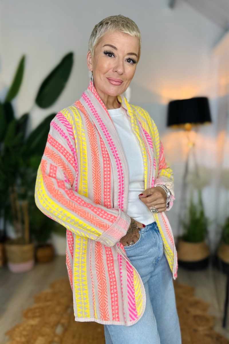 Aztec Stripe Waffle Jacket