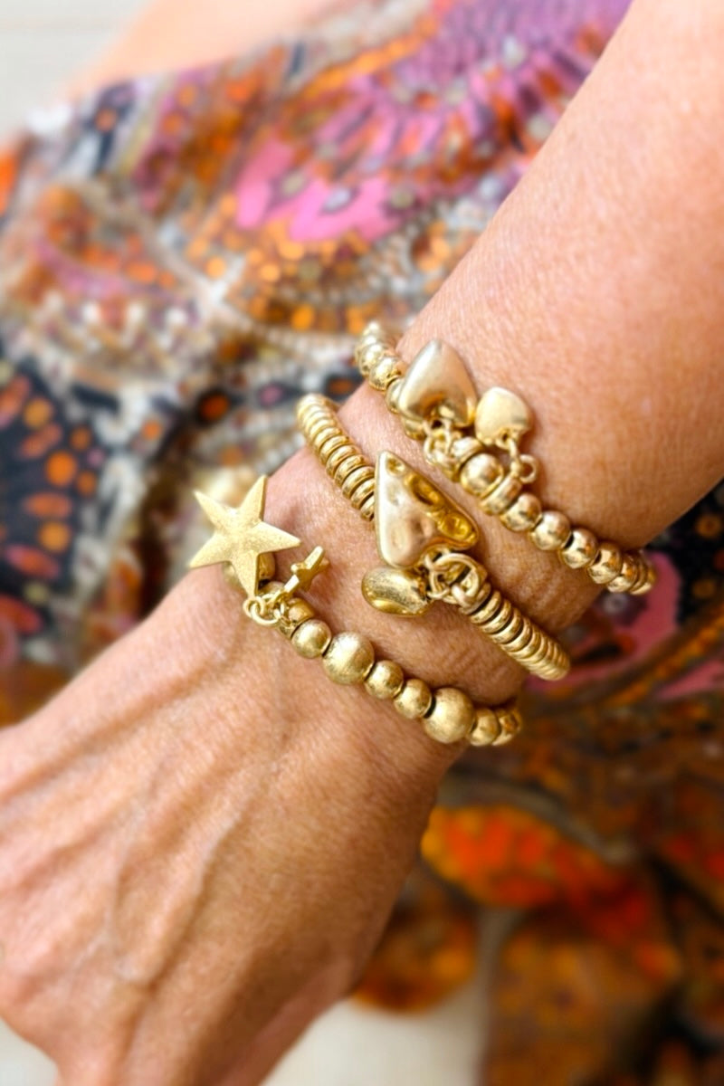 Golden Whisper Heart Stretch Bracelet
