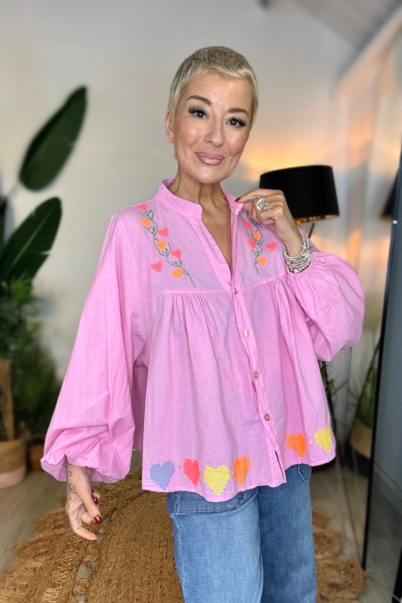 Embroidered Heart Blouse