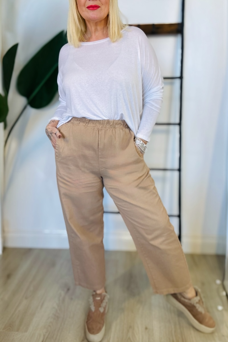 Cotton Barrel Leg Trousers
