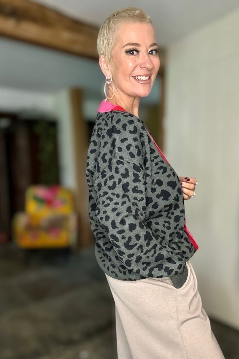 Colour Pop Leopard Print Cardigan