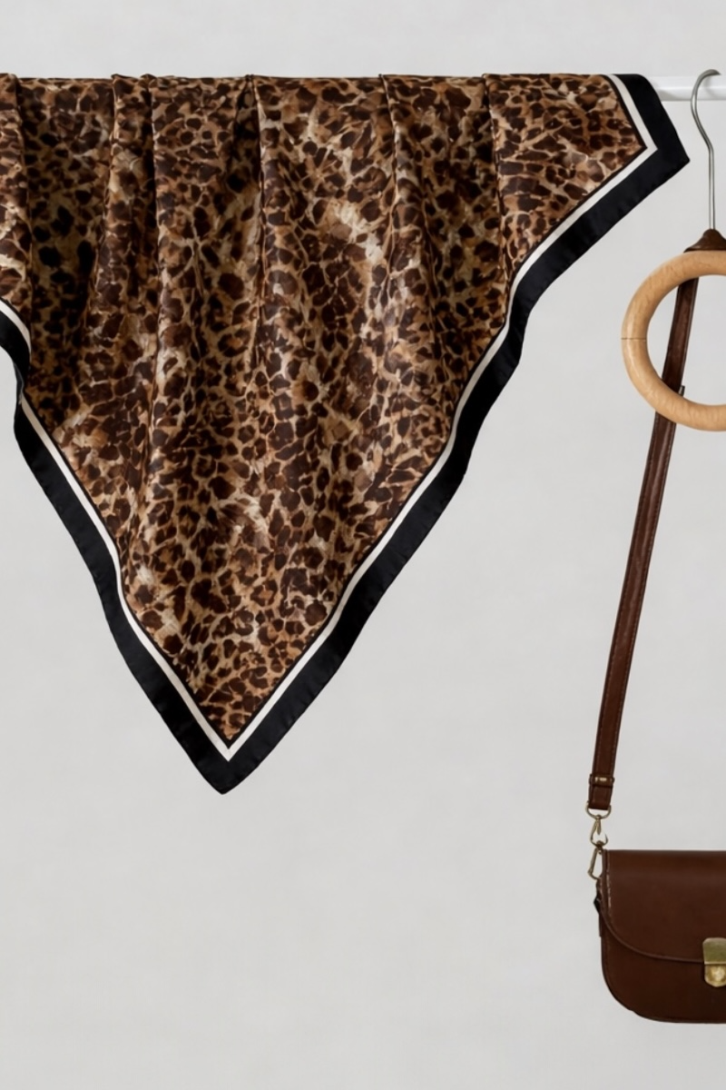 Leopard Square Silk Touch Scarf