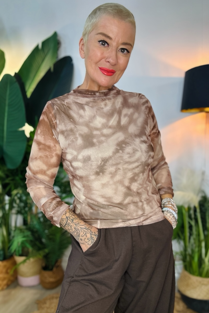 Marble Sheer Abstract Top