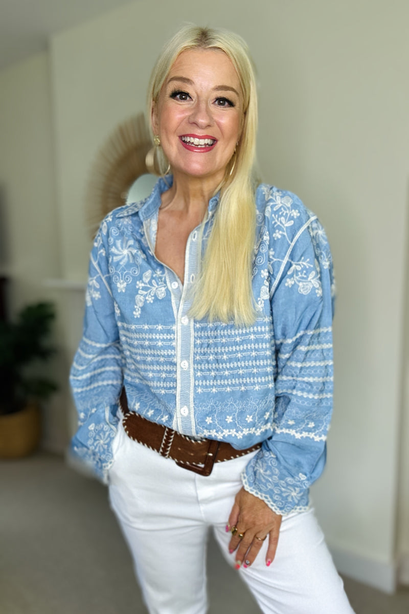 Floral Embroidered Shirt