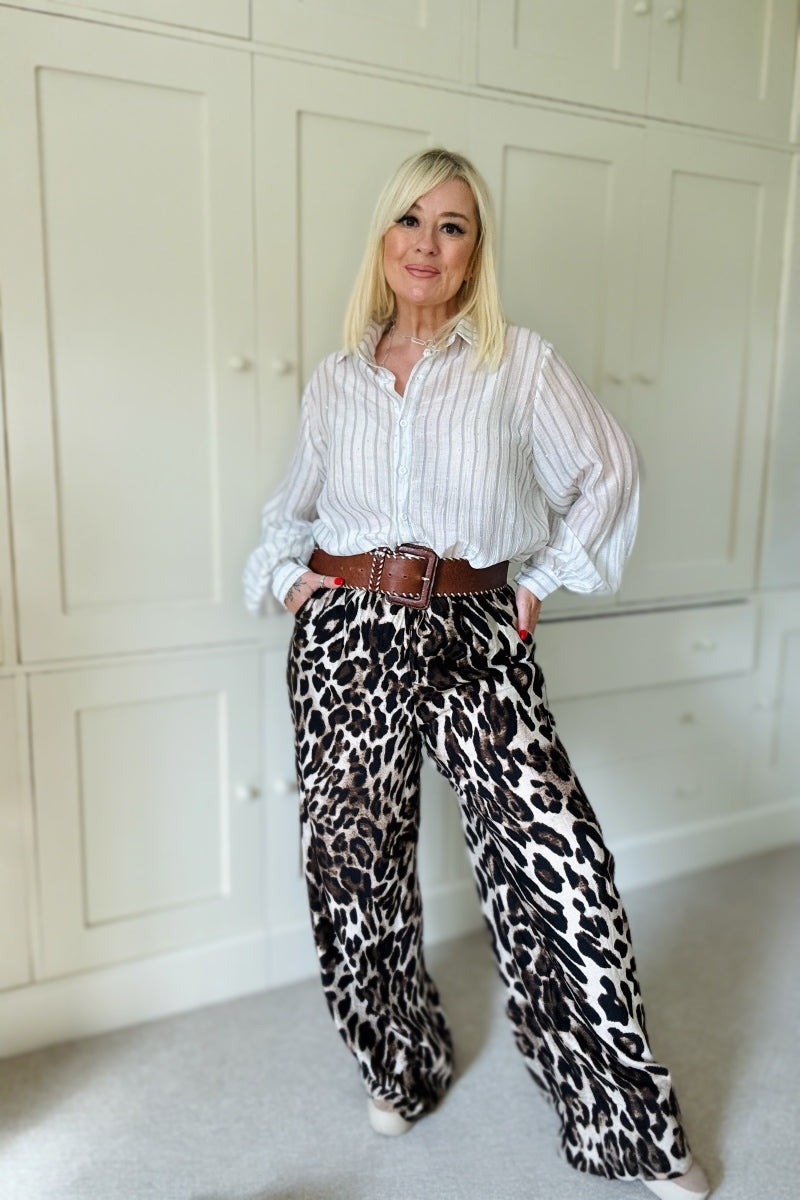 Maya Wide Leg Leopard Trousers