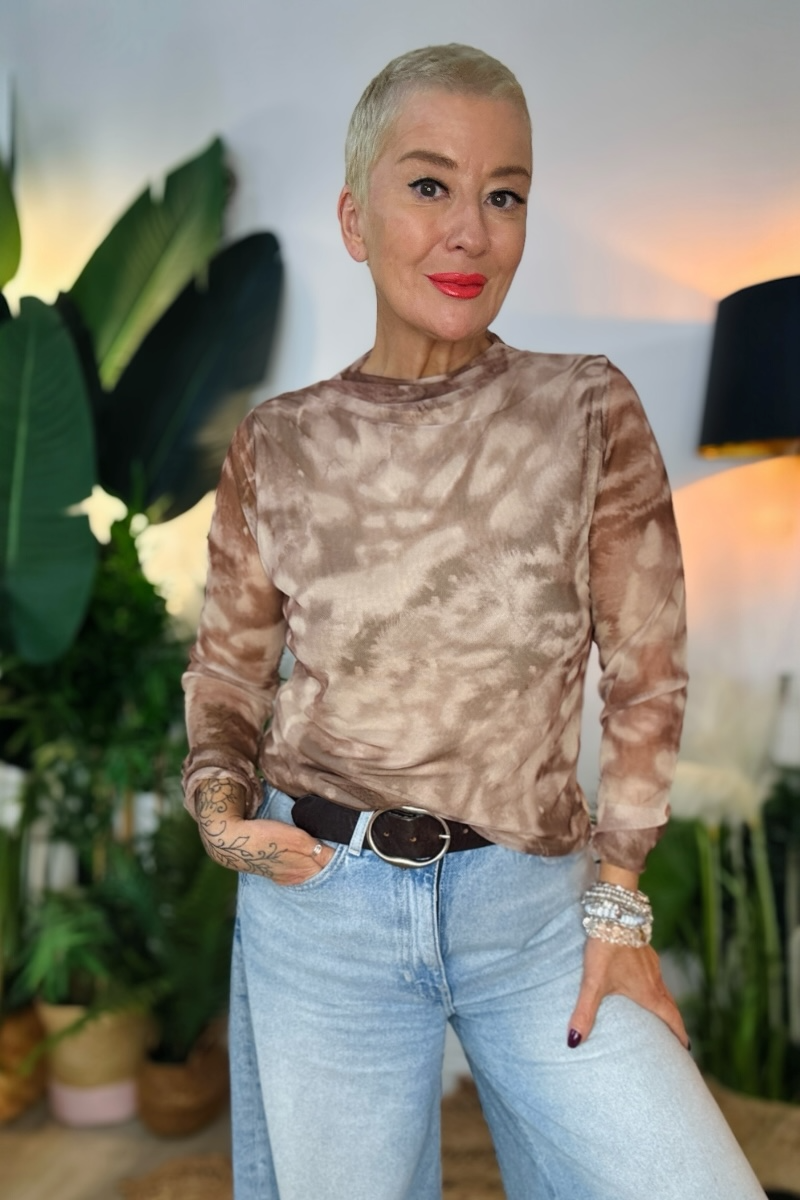 Marble Sheer Abstract Top