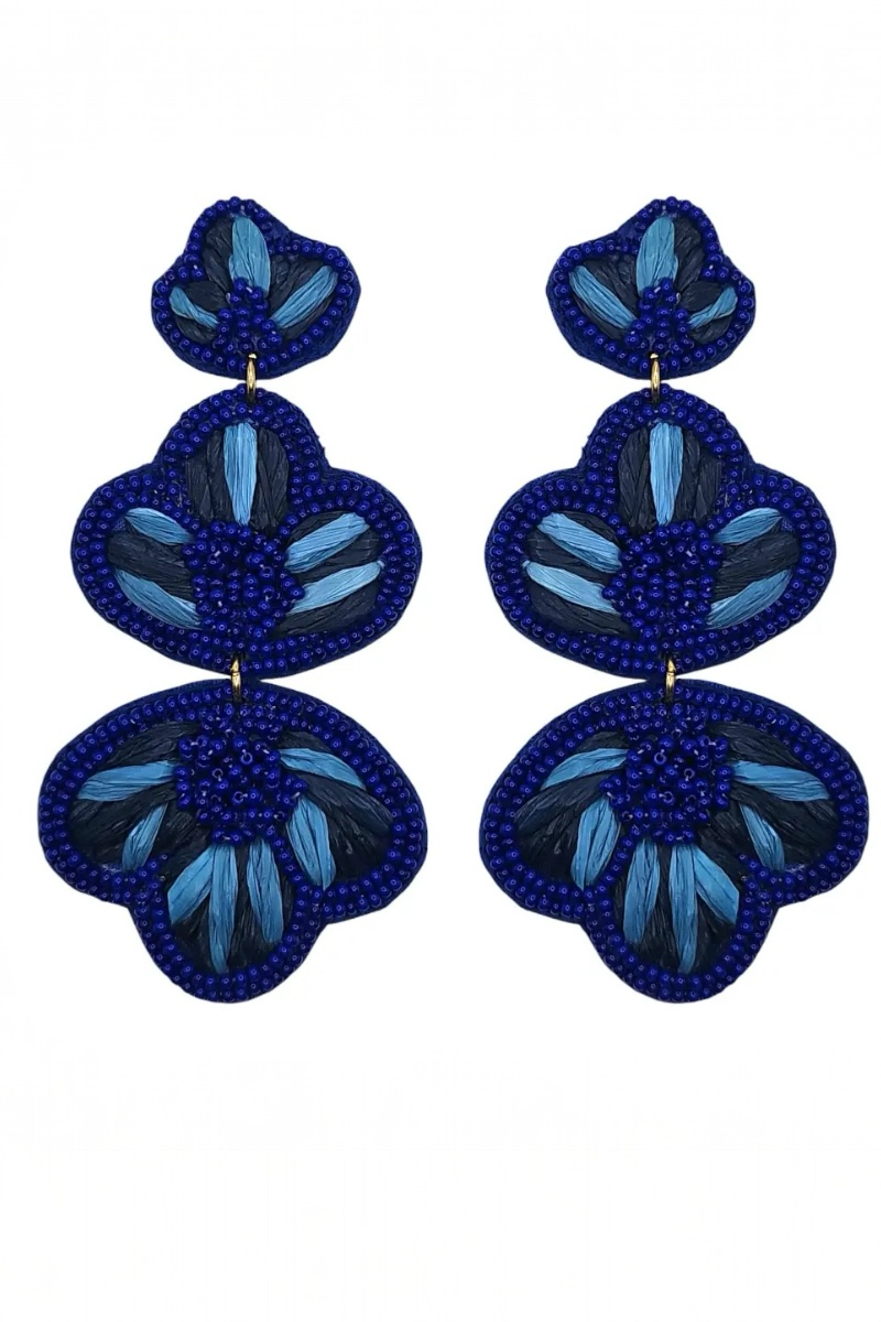 Blue Ombré Raffia Earrings