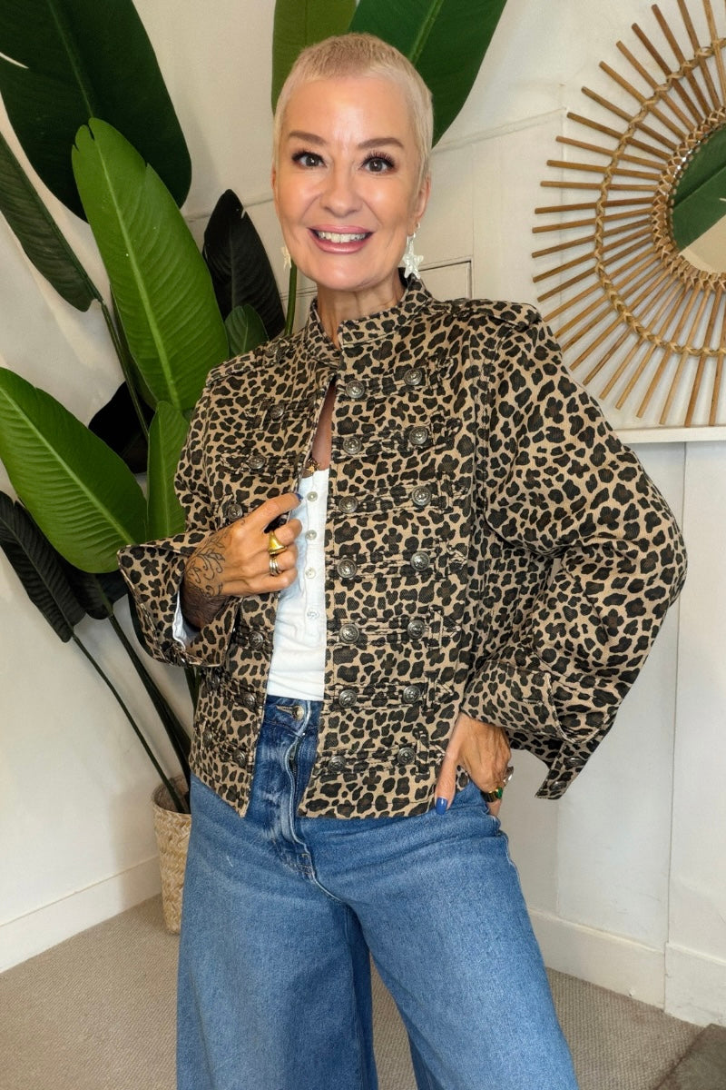 Leopard Print Military Jacket
