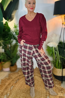 Demi Checked Barrel Leg Trousers