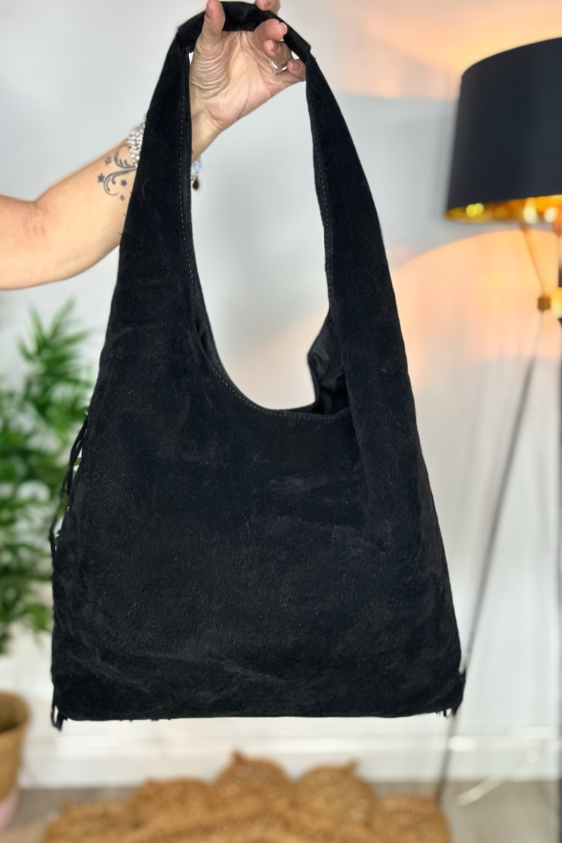 Fran Fringed Faux Suede Bag