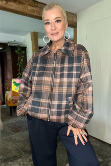 Corrine Checked Zip up Bomber