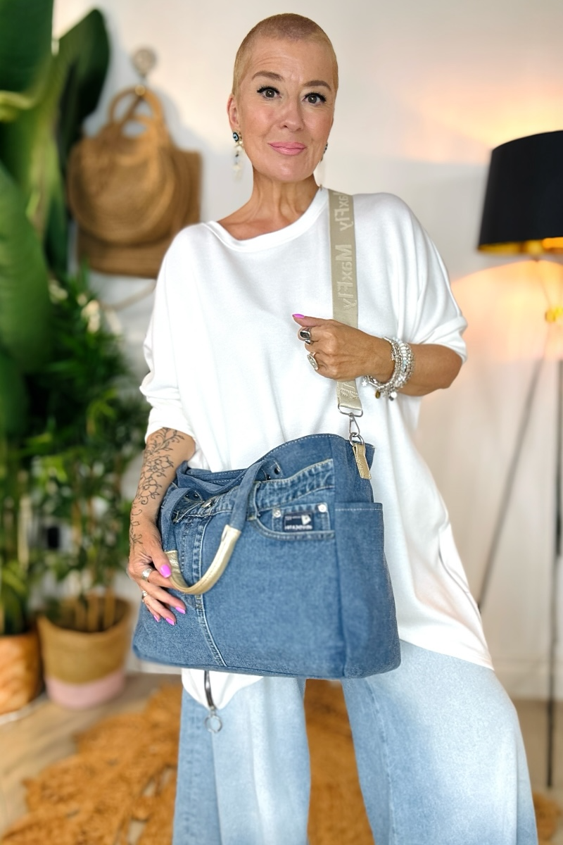 Denim Slouchy Tote Bag