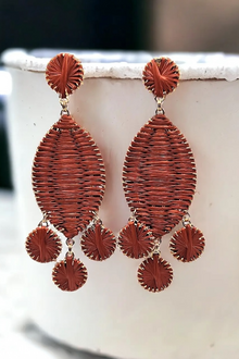 Rust Oval Raffia Earrings