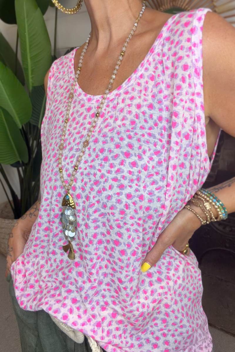Cashmere Mix Leopard Print Top