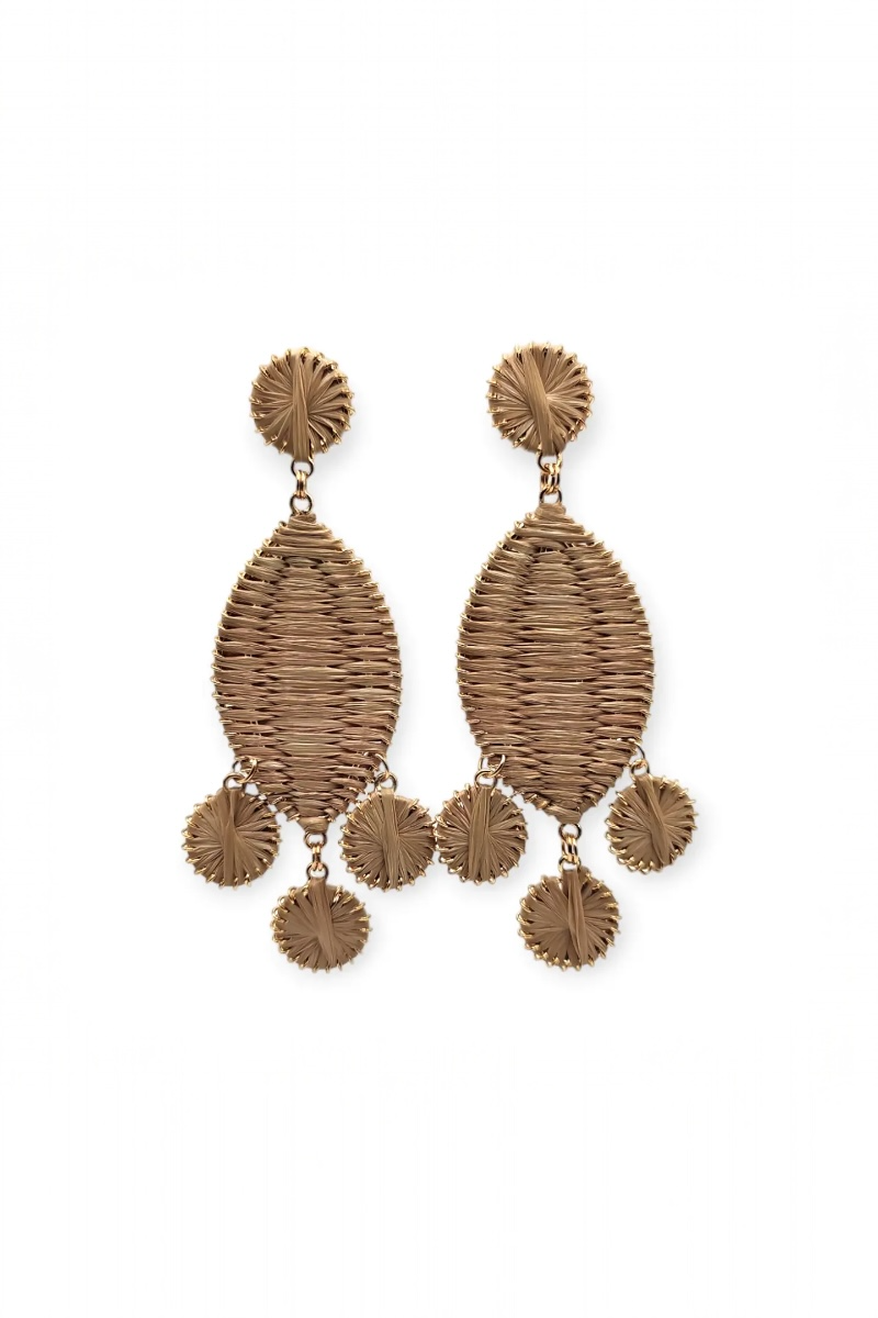 Mocha Oval Raffia Earrings
