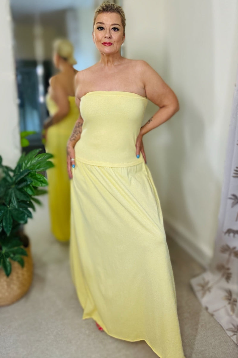 Strapless Summer Dress in Yellow