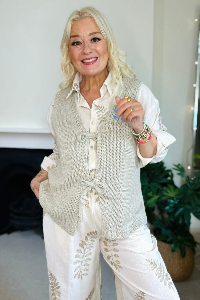 Knitted Tie-Front Waistcoat