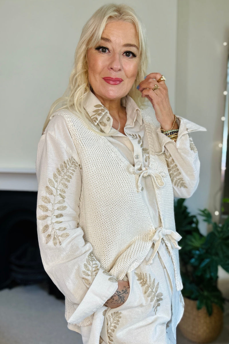 Knitted Tie-Front Waistcoat