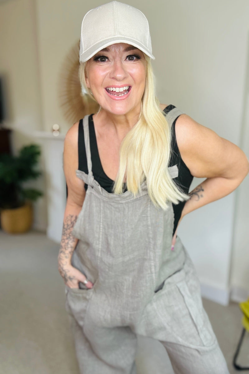 Mocha Linen Dungarees