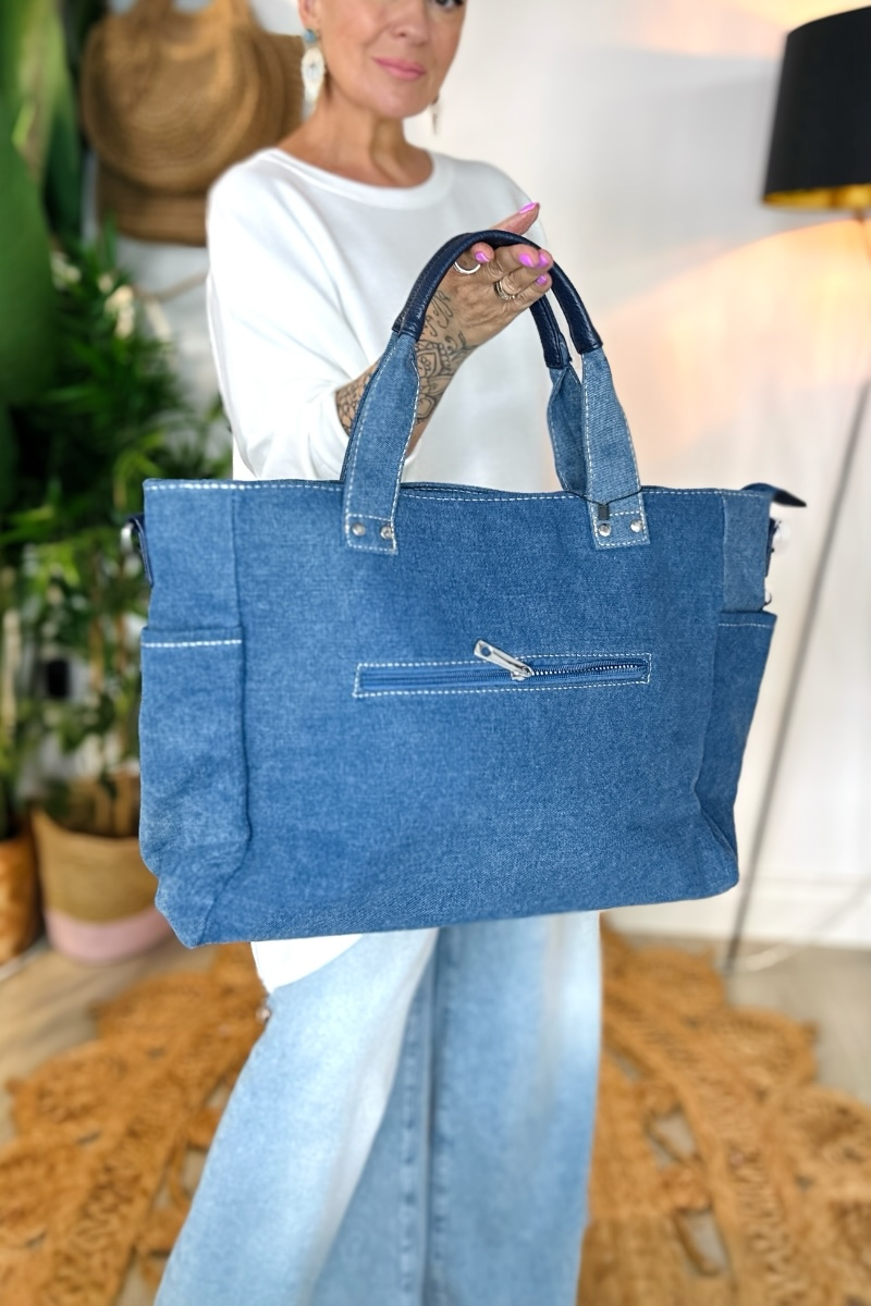 Denim Slouchy Tote Bag