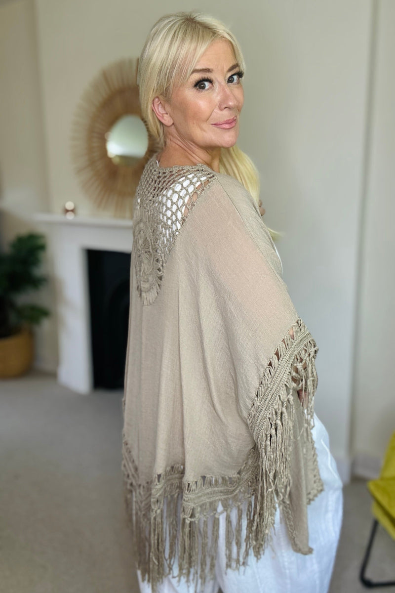 Mocha Boho Tassel Kimono