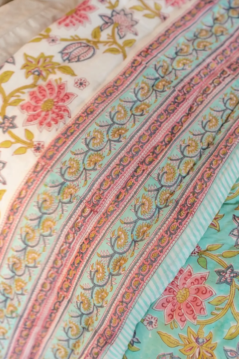 Key Block Print Reversible Quilt
