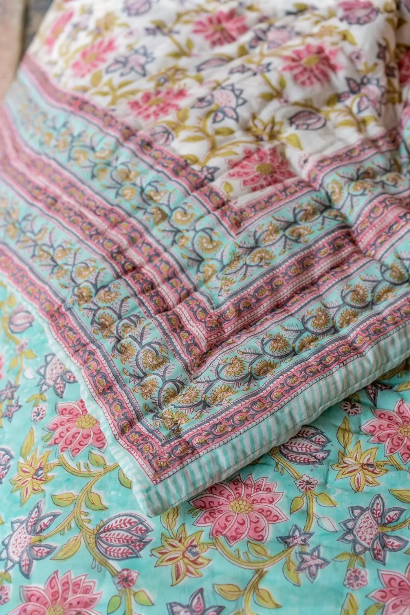 Key Block Print Reversible Quilt