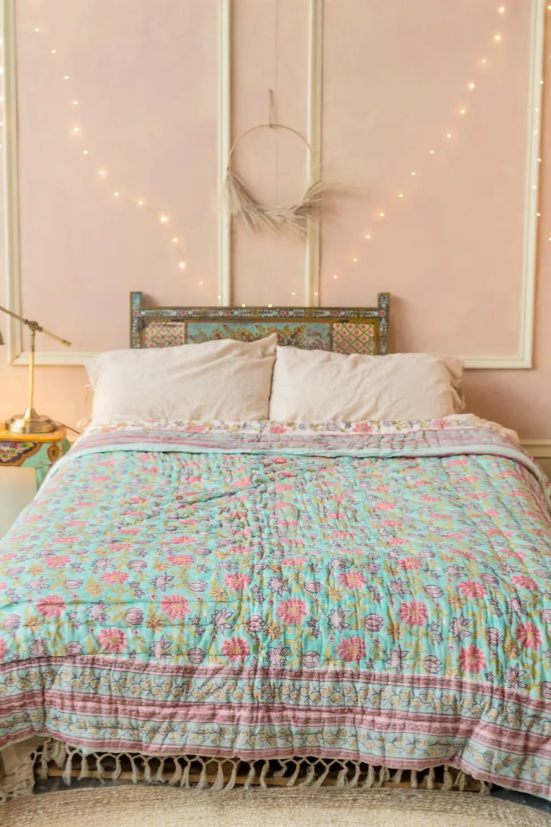 Key Block Print Reversible Quilt