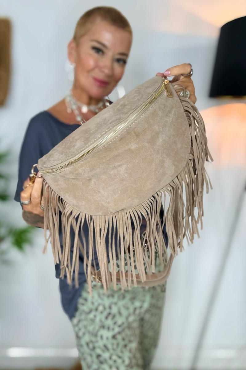 Fay Fringed Faux Suede Bag